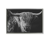 Stupell Industries Scottish Highland Portrait Gray Framed Floater Canvas Wall Art design by Crystal Lynn Collins, 17 x 25