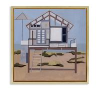 Stupell Industries Silent Shores Cabin Gold Framed Floater Canvas Wall Art design by Melissa Wang, 18 x 18