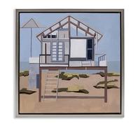 Stupell Industries Silent Shores Cabin Gray Framed Floater Canvas Wall Art design by Melissa Wang, 25 x 25