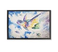 Stupell Industries Skyward Sea Turtles Brown Framed Floater Canvas Wall Art, design by Marc Allante, 21 x 31
