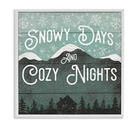 Stupell Industries Snowy Days And Cozy Nights White Framed Giclee Art design by Jilly Jack Designs, 12 x 12