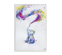 Stupell Industries 'Spring Elephant & Paint Splatter', Framed Giclee Art, White, 20 x 30 Inches, Easy to Hang and Sturdy, Made in USA, by Marc Allante