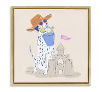 Stupell Industries Summer Sandcastle Dalmatian Gold Framed Floater Canvas Wall Art design by Krissy Mast, 18 x 18