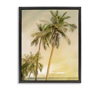 Stupell Industries Sunrise Palm Trees Black Framed Floater Canvas Wall Art design by Mike Calascibetta, 21 x 17