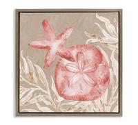 Stupell Industries Tampico Starfish and Sand Dollar Brown Framed Floater Canvas Wall Art, design by Paul Brent, 18 x 18