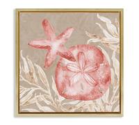 Stupell Industries Tampico Starfish and Sand Dollar Gold Framed Floater Canvas Wall Art, design by Paul Brent, 18 x 18