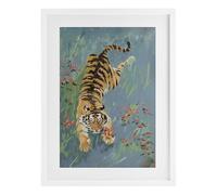 Stupell Industries Tiger Burning Bright White Framed Print Under Glass design by Amanda Tsoukanelis, 20 x 14