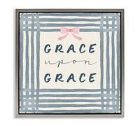 Stupell Industries Upon Grace with Pink Bow Gray Framed Floater Canvas Wall Art design by Blue Chair Blessing, 25 x 25