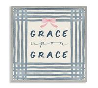 Stupell Industries Upon Grace with Pink Bow Gray Framed Giclee Art design by Blue Chair Blessing, 24 x 24
