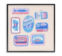 Stupell Industries Various Canned Fish Seafood Black Framed Giclee Art design by Krissy Mast, 12 x 12