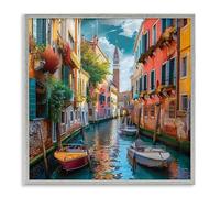 Stupell Industries Venetian Summer Canal Gray Framed Giclee Art design by LSR Creative Studio, 17 x 17