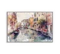 Stupell Industries Venice Canal Watercolor Style Gray Framed Giclee Art design by LSR Creative Studio, 20 x 30