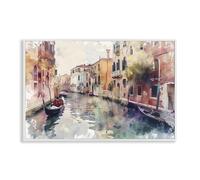 Stupell Industries Venice Canal Watercolor Style White Framed Giclee Art design by LSR Creative Studio, 12 x 18