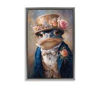 Stupell Industries Victorian Toad Portrait Gold Framed Floater Canvas Wall Art, design by Wumples, 31 x 21
