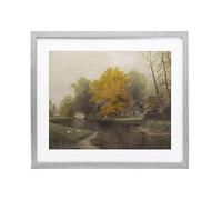 Stupell Industries Vintage Fall By The River Gray Framed Print Under Glass, design by Leah Straatsma, 17 x 21