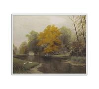 Stupell Industries Vintage Fall By The River White Framed Giclee Art, design by Leah Straatsma, 16 x 20