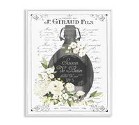 Stupell Industries Vintage French Bath Soap White Framed Giclee Art design by Lettered and Lined, 20 x 16