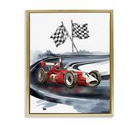 Stupell Industries Vintage Race Day Flags Gold Framed Floater Canvas Wall Art, design by Christine Simpson Art, 21 x 17