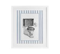 Stupell Industries Vintage Toilet Blue Stripes White Framed Print Under Glass design by Lettered and Lined, 16 x 13