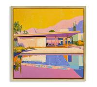 Stupell Industries 'Vivid Case Study House', Floating Frame Canvas Art, Gold, 25 x 25 Inches, Easy to Hang and Sturdy, Made in USA, by Walker Noble