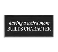 Stupell Industries Weird Mom Builds Character Black Framed Floater Canvas Wall Art, design by Lettered and Lined, 14 x 31