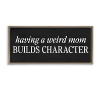 Stupell Industries Weird Mom Builds Character Brown Framed Floater Canvas Wall Art, design by Lettered and Lined, 11 x 25
