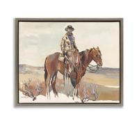 Stupell Industries 'Western Cowboy Fields', Floating Frame Canvas Art, Brown, 21 x 17 Inches, Easy to Hang and Sturdy, Made in USA, by Marilyn Hageman