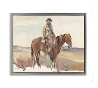 Stupell Industries 'Western Cowboy Fields', Floating Frame Canvas Art, Gray, 21 x 17 Inches, Easy to Hang and Sturdy, Made in USA, by Marilyn Hageman
