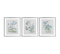 Stupell Industries Wild Blooms with Detailed Outlines 3 Piece Gray Framed Print Under Glass Set design by CAD Designs, 21 x 17