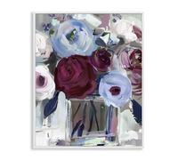 Stupell Industries Wine and Wedgewood Flowers White Framed Giclee Art design by Annabelle Hall, 14 x 11