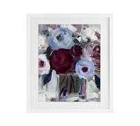 Stupell Industries Wine and Wedgewood Flowers White Framed Print Under Glass design by Annabelle Hall, 21 x 17