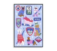 Stupell Industries Winter Ski Dogs Collage Black Framed Giclee Art design by Krissy Mast, 24 x 16