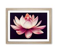 Stupendous Lotus Flower BLK Framed Print | A2 Oak Framed Wall Art | Ready to Hang | Modern Floral Picture | Living Room Bedroom Lounge Office