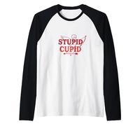 Stupid Cupid: Sassy Valentine's Day Humor for Singles Raglan Baseball Tee, Men, Black/White, L