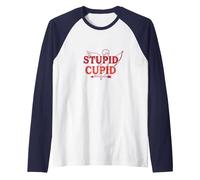 Stupid Cupid: Sassy Valentine's Day Humor for Singles Raglan Baseball Tee, Men, Navy/White, M