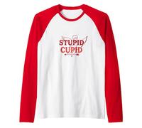 Stupid Cupid: Sassy Valentine's Day Humor for Singles Raglan Baseball Tee, Men, Red/White, XL
