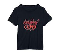 Stupid Cupid: Sassy Valentine's Day Humor for Singles T-Shirt, Women's Plus, Black, 5X
