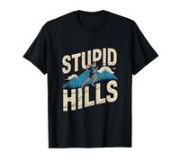 Stupid Hills - Funny Marathon Runner Running Value Graphic T-Shirt, Men, Black, M