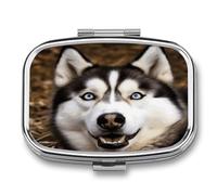 Stupid Husky Dog Cute Travel Pill Organizer Compact and Portable Pill Box,Pill Case for Travel Essentials for Pocket Purse