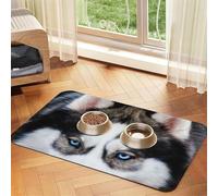 Stupid Husky Dog Patterned Pet Feeding Mat with Water-Absorbing PU Top & Rubber Base - Anti-Slip Dog Cat Food Mat for Cats, Dogs & Pets, 30x45cm