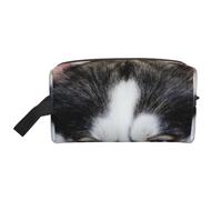 Stupid Husky Dog Prints Large Makeup Bag Makeup Pouch with Handle, Portable Simple Travel Makeup Organizer Case for Women