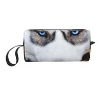 Stupid Husky Dog Prints Travel Makeup Bag Makeup Pouch, Portable Simple Zippered Makeup Organizer Case for Women