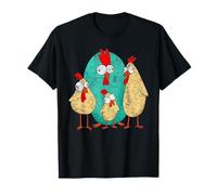 Stupid Looking Crazy Cartoon Chickens Funny T-Shirt