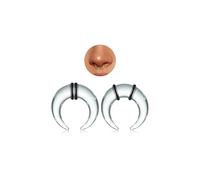 Stuppendux 2 PCS Glass Septum Stretching Buffalo Pincher Tapers Fresh Stretch Body Piercing Gauges Ear Hangers, Clear, 4G (5mm)