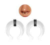 Stuppendux 2 PCS Glass Septum Stretching Buffalo Pincher Tapers Fresh Stretch Body Piercing Gauges Ear Hangers, White, 8G (3mm)
