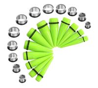 Stuppendux 24PC Colorful Ear Stretching Kit 00G-13/16'' 10-20mm Big Gauges Single Silver Stainless Steel Tunnels Plugs Solid Acrylic Tapers Stretchers Weights Expanders Set, Acrylic, no gemstone