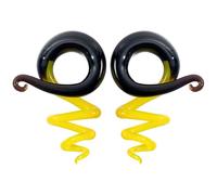 Stuppendux 2pc Ear Glass Spiral Tapers Black and Yellow Contrast Plugs Tunnels Expander Hanger Gauges Earrings Stretching Body Piercings Jewelry Gauges 0G 8MM