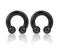 Stuppendux 2PC Septum Rings Silver Black Stainless Steel Large Gauges Earrings Stretching Kit Eyebrow Lip Septum Nose Ring Helix Tragus Daith Rook Earrings Ears Gauges Hoop 12MM 14MM 16MM, Stainless