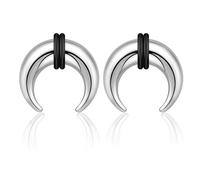 Stuppendux 2PC Septum Rings Silver Black Stainless Steel Large Gauges Earrings Stretching Kit Eyebrow Lip Septum Nose Ring Helix Tragus Daith Rook Earrings Ears Gauges Hoop 12MM 14MM 16MM, Stainless
