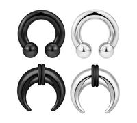 Stuppendux 4PC 8G-2G 3-6MM Septum Rings Silver Black Stainless Steel Large Gauges Earrings Stretching Kit Eyebrow Lip Septum Nose Ring Helix Tragus Daith Rook Earrings Ears Gauges Hoop 12MM 14MM 16MM